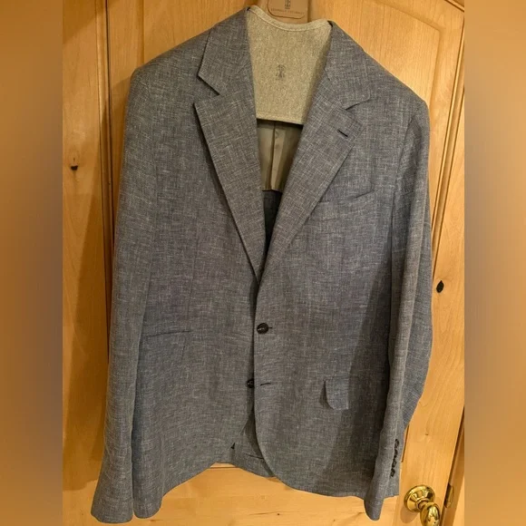 Brunello Cucinelli Blue-Grey Textured Sport Coat - Picture 2 of 7